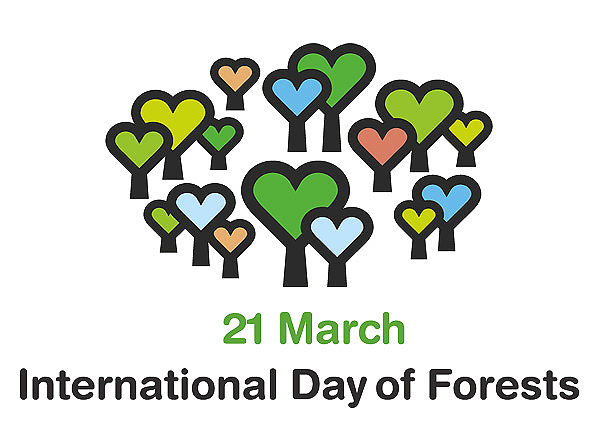 Logoen til FNs internasjonale skogdag, som arrangeres 21. mars hvert år. Målet er å skape oppmerksomhet og økt forståelse for skogenes betydning for alt liv på jorda.